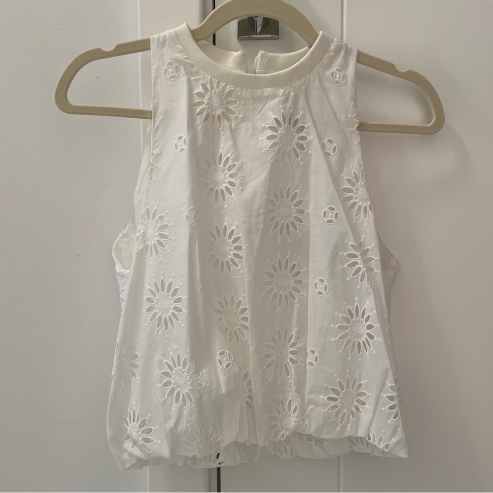 Zara White Embroidered Top- Size S; New with Tags